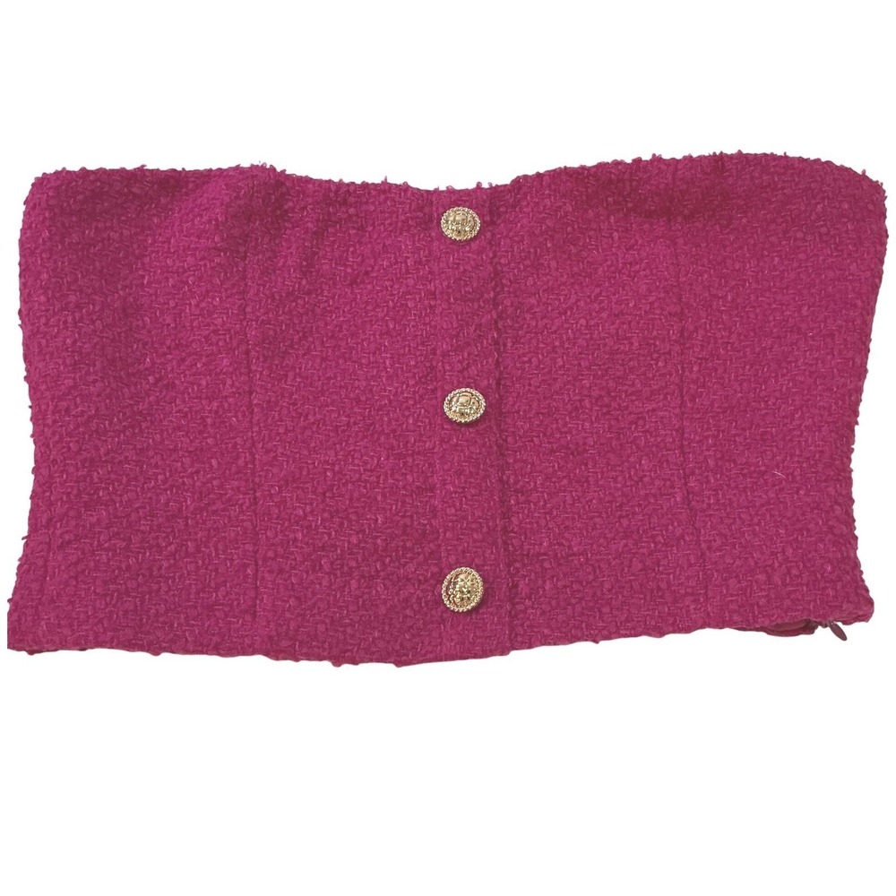 Endless Rose NWT Berry Tweed Corset Bustier | Gold Button Detail, Medium